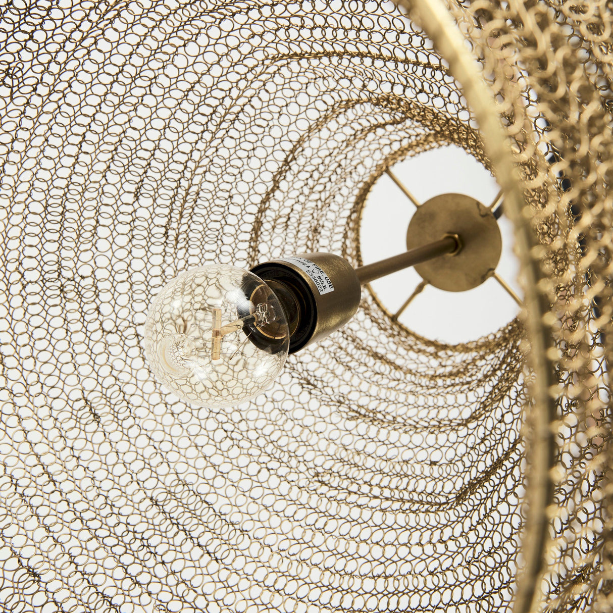Halycon Gold Mesh and Iron Pendant Light by Mercana at Eve Furniture