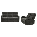 Hamilton 2-piece Chenille Manual Reclining Sofa Set Charcoal Grey by Coaster at Eve Furniture