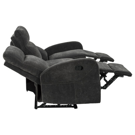 Hamilton 2-piece Chenille Manual Reclining Sofa Set Charcoal Grey by Coaster at Eve Furniture