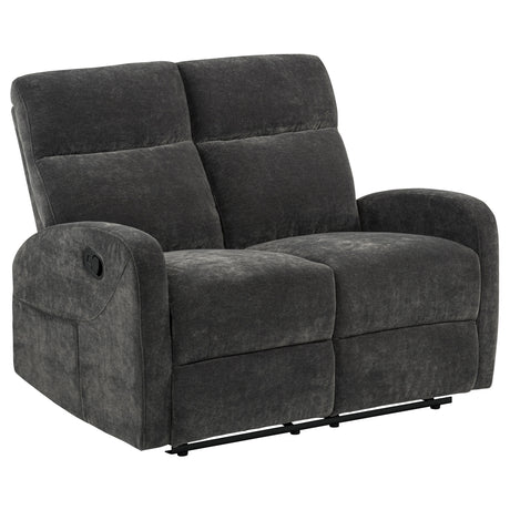 Hamilton 2-piece Chenille Manual Reclining Sofa Set Charcoal Grey by Coaster at Eve Furniture