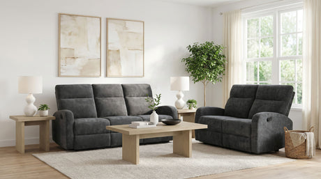 Hamilton 2-piece Chenille Manual Reclining Sofa Set Charcoal Grey by Coaster at Eve Furniture