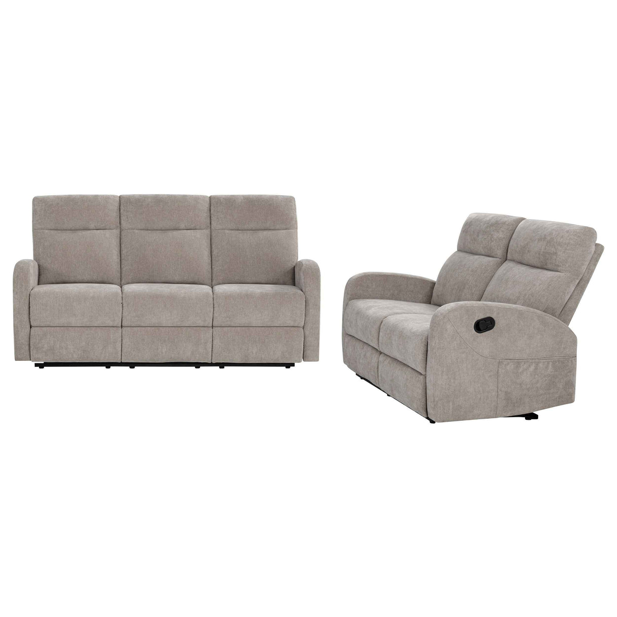 Hamilton 2-piece Chenille Manual Reclining Sofa Set Sand by Coaster at Eve Furniture
