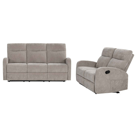 Hamilton 2-piece Chenille Manual Reclining Sofa Set Sand by Coaster at Eve Furniture