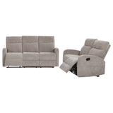 Hamilton 2-piece Chenille Manual Reclining Sofa Set Sand by Coaster at Eve Furniture