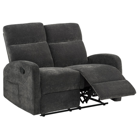 Hamilton 3-piece Chenille Manual Reclining Sofa Set Charcoal Grey by Coaster at Eve Furniture