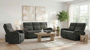 Hamilton 3-piece Chenille Manual Reclining Sofa Set Charcoal Grey by Coaster at Eve Furniture
