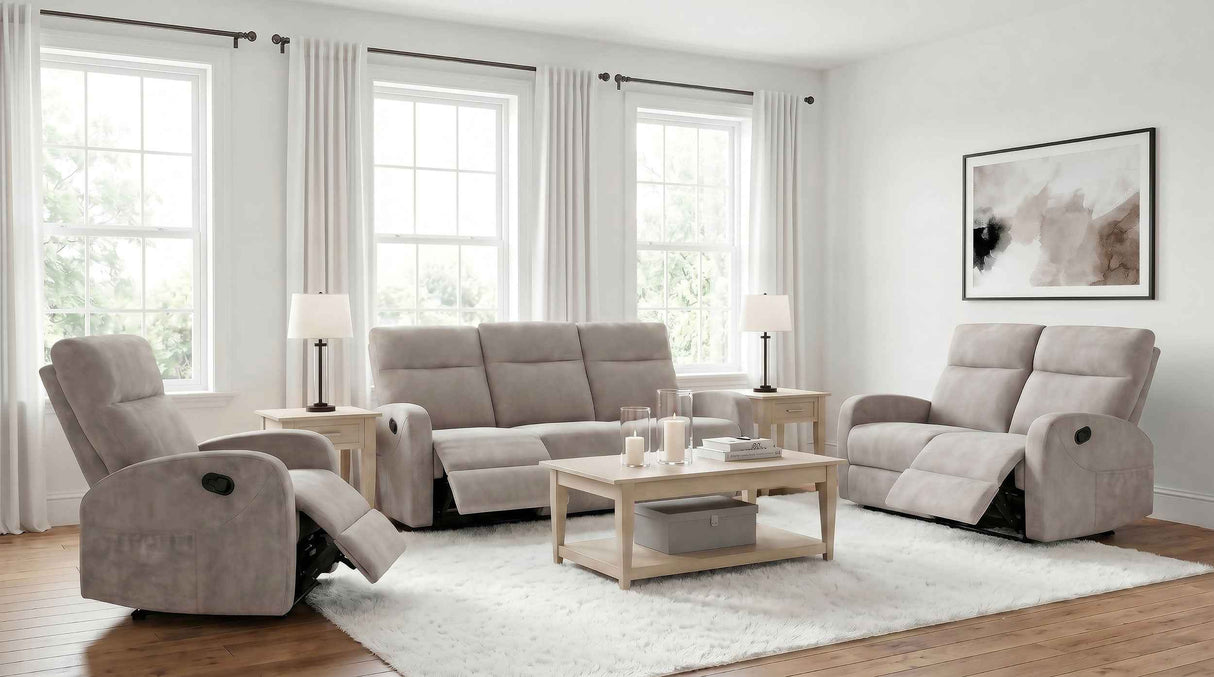 Hamilton 3-piece Chenille Manual Reclining Sofa Set Sand by Coaster at Eve Furniture