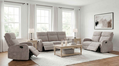 Hamilton 3-piece Chenille Manual Reclining Sofa Set Sand by Coaster at Eve Furniture