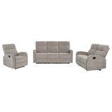 Hamilton 3-piece Chenille Manual Reclining Sofa Set Sand by Coaster at Eve Furniture