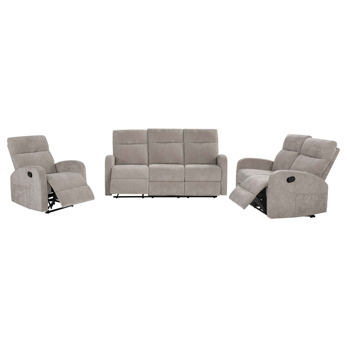 Hamilton 3-piece Chenille Manual Reclining Sofa Set Sand by Coaster at Eve Furniture