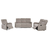 Hamilton 3-piece Chenille Manual Reclining Sofa Set Sand by Coaster at Eve Furniture