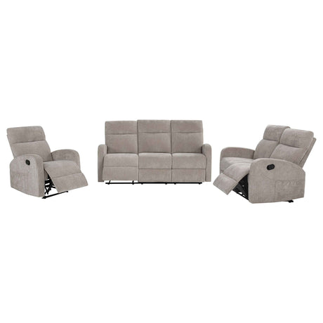 Hamilton 3-piece Chenille Manual Reclining Sofa Set Sand by Coaster at Eve Furniture