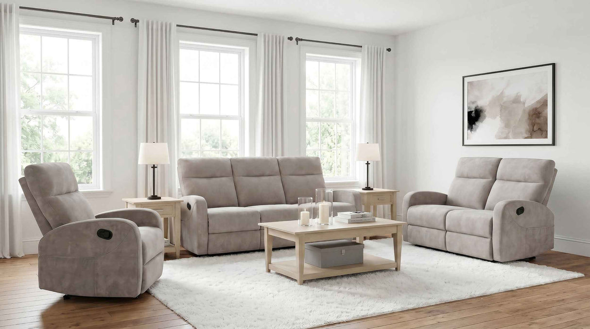 Hamilton 3-piece Chenille Manual Reclining Sofa Set Sand by Coaster at Eve Furniture