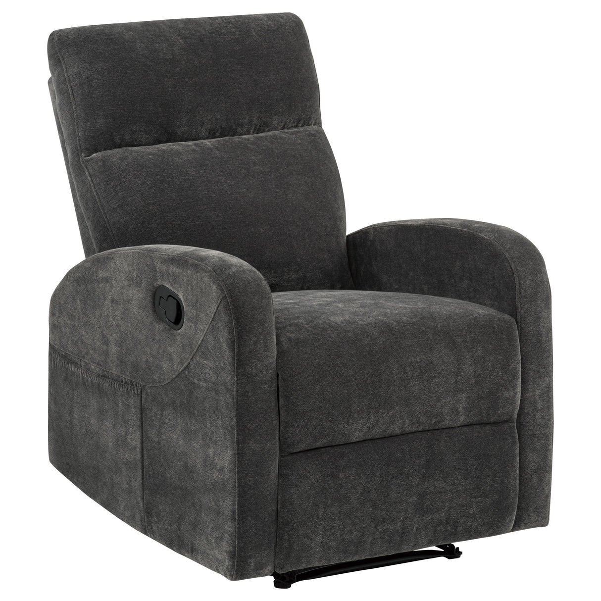 Hamilton Chenille Upholstered Manual Glider Recliner Charcoal Grey by Coaster at Eve Furniture