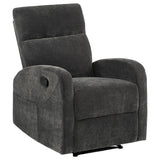 Hamilton Chenille Upholstered Manual Glider Recliner Charcoal Grey by Coaster at Eve Furniture