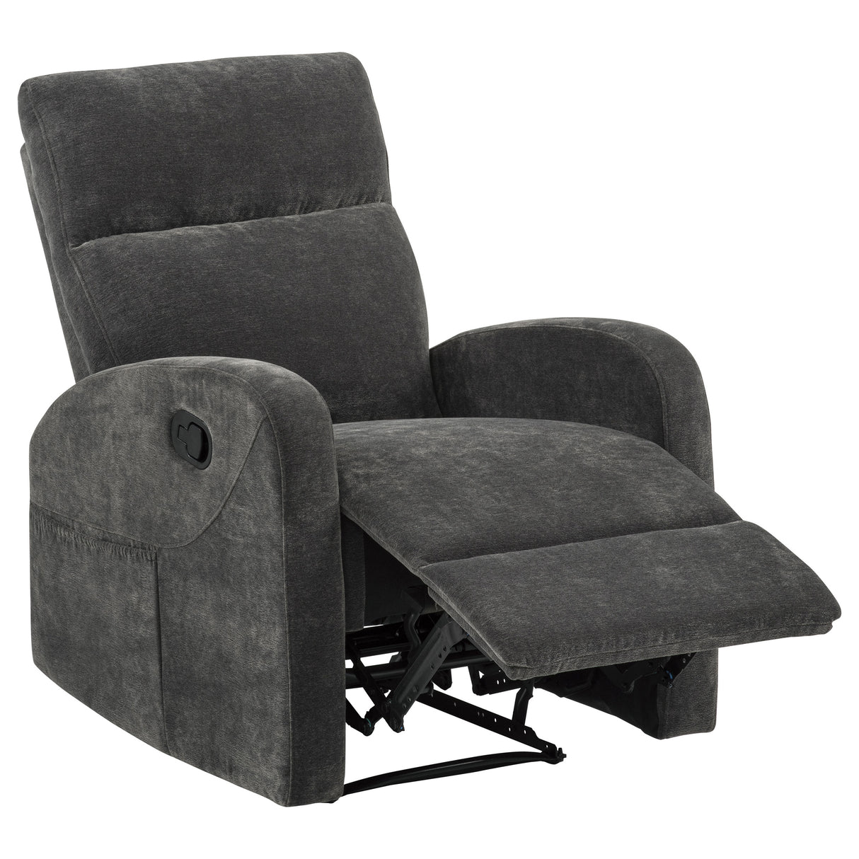 Hamilton Chenille Upholstered Manual Glider Recliner Charcoal Grey by Coaster at Eve Furniture