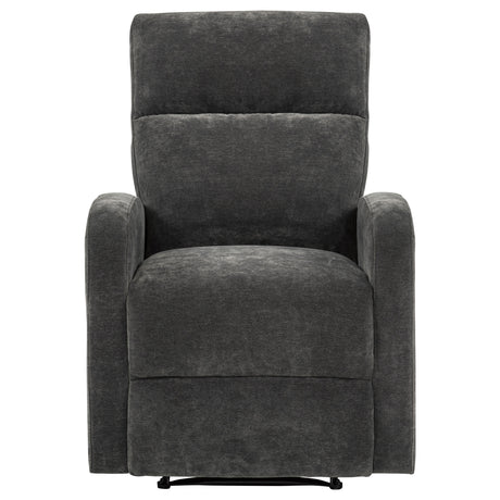 Hamilton Chenille Upholstered Manual Glider Recliner Charcoal Grey by Coaster at Eve Furniture
