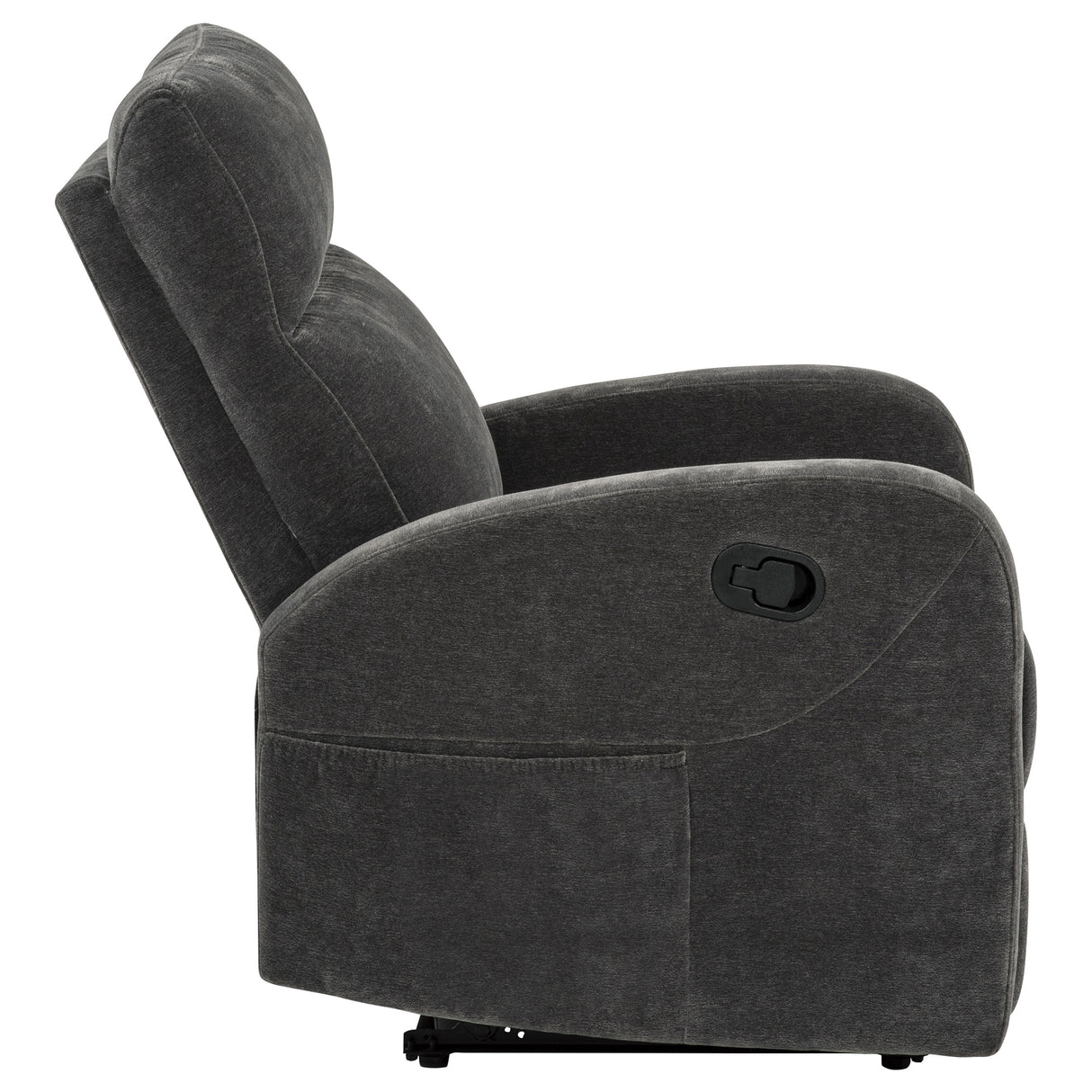 Hamilton Chenille Upholstered Manual Glider Recliner Charcoal Grey by Coaster at Eve Furniture