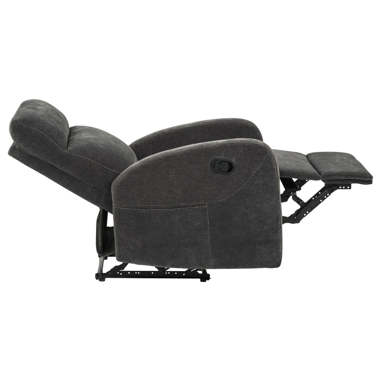 Hamilton Chenille Upholstered Manual Glider Recliner Charcoal Grey by Coaster at Eve Furniture