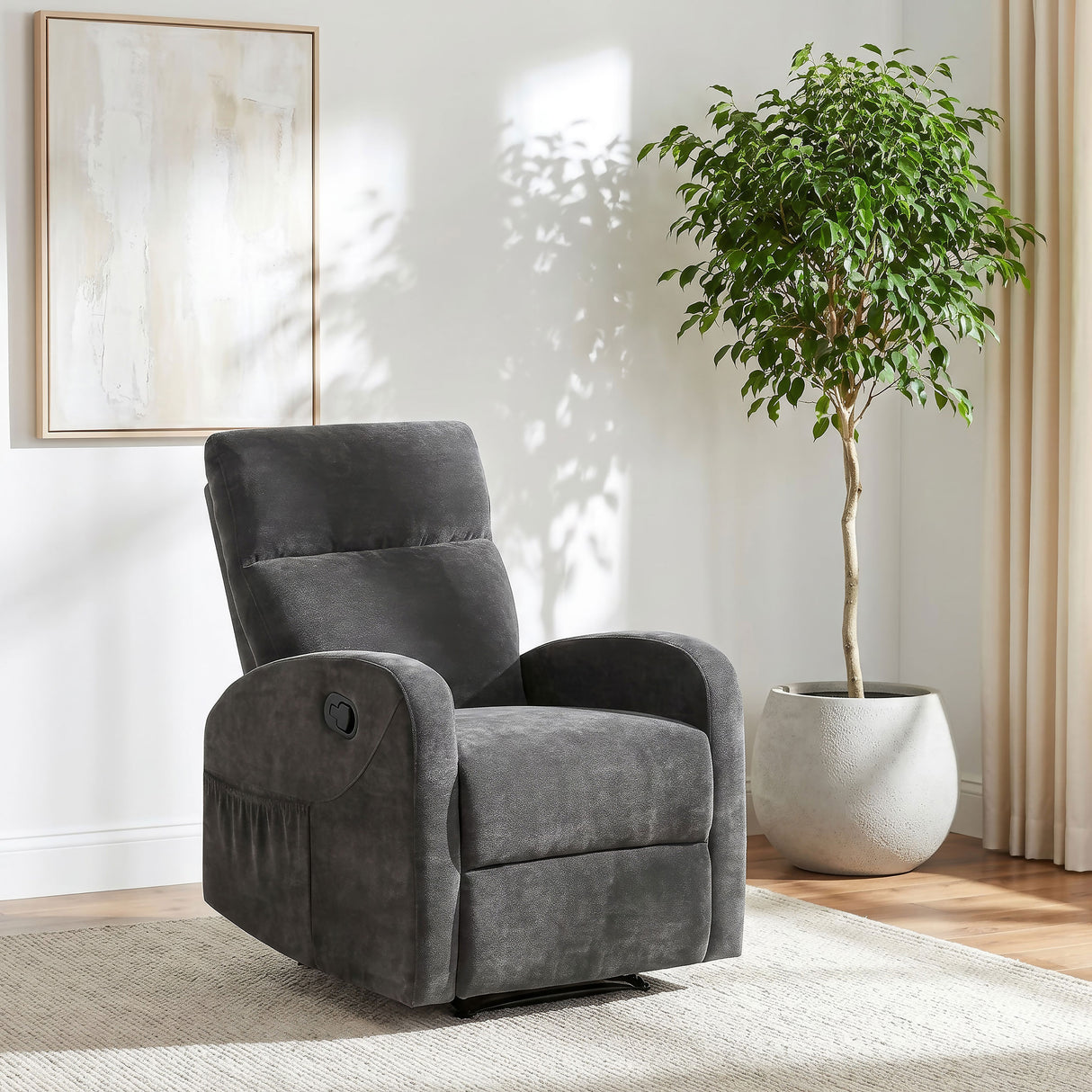 Hamilton Chenille Upholstered Manual Glider Recliner Charcoal Grey by Coaster at Eve Furniture