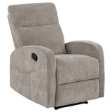 Hamilton Chenille Upholstered Manual Glider Recliner Sand by Coaster at Eve Furniture
