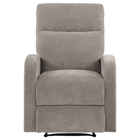 Hamilton Chenille Upholstered Manual Glider Recliner Sand by Coaster at Eve Furniture