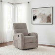 Hamilton Chenille Upholstered Manual Glider Recliner Sand by Coaster at Eve Furniture