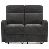 Hamilton Chenille Upholstered Manual Reclining Loveseat Charcoal Grey by Coaster at Eve Furniture