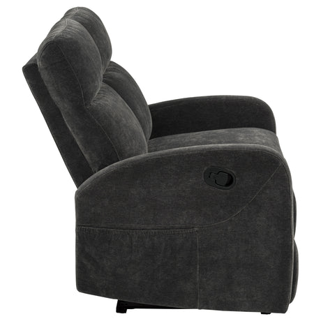 Hamilton Chenille Upholstered Manual Reclining Loveseat Charcoal Grey by Coaster at Eve Furniture