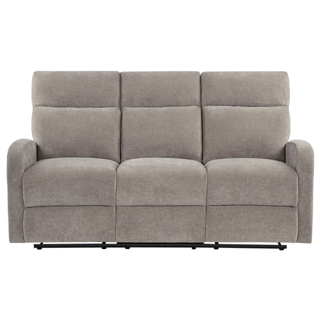 Hamilton Chenille Upholstered Manual Reclining Sofa Sand by Coaster at Eve Furniture