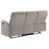 Hamilton Chenille Upholstered Manual Reclining Sofa Sand by Coaster at Eve Furniture