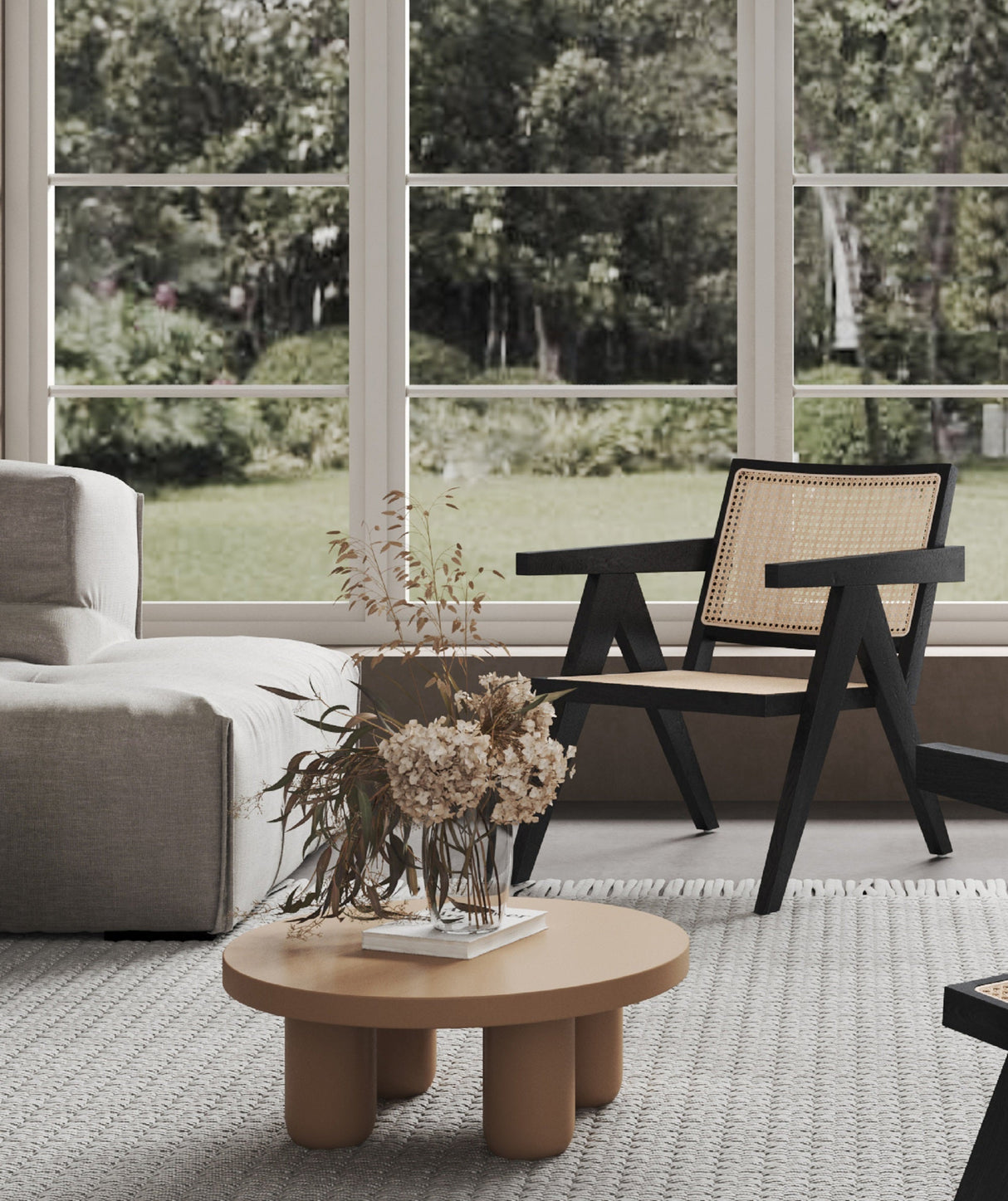 Hamlet Accent Chair in Black and Natural Cane by Manhattan Comfort at Eve Furniture