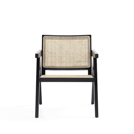 Hamlet Accent Chair in Black and Natural Cane by Manhattan Comfort at Eve Furniture