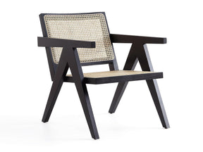 Hamlet Accent Chair in Black and Natural Cane by Manhattan Comfort at Eve Furniture