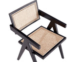 Hamlet Dining Arm Chair in Black and Natural Cane by Manhattan Comfort at Eve Furniture