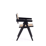 Hamlet Dining Arm Chair in Black and Natural Cane by Manhattan Comfort at Eve Furniture