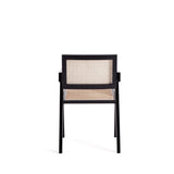 Hamlet Dining Arm Chair in Black and Natural Cane by Manhattan Comfort at Eve Furniture