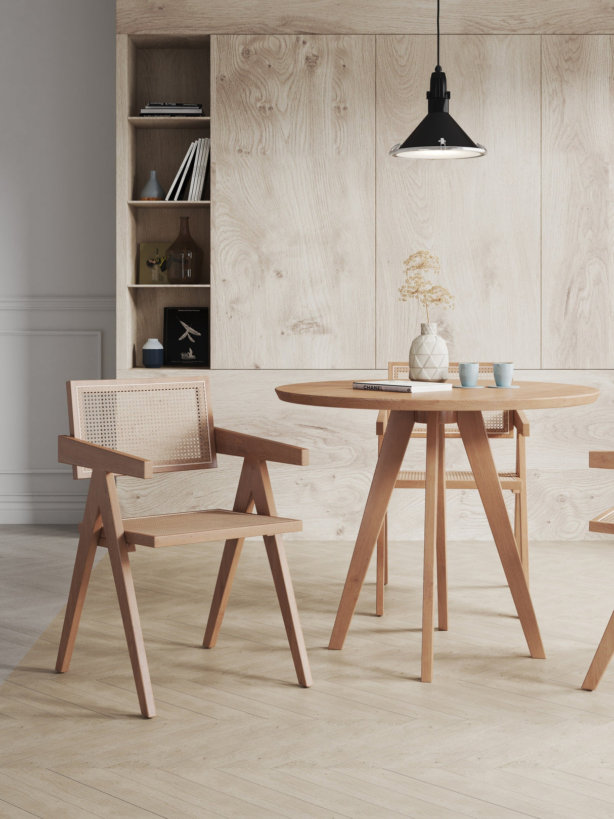Hamlet Dining Arm Chair in Nature Cane by Manhattan Comfort at Eve Furniture
