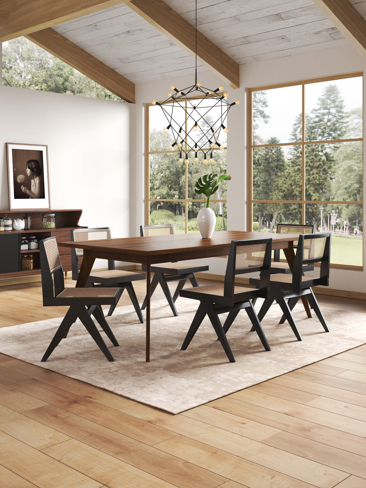 Hamlet Dining Chair in Black and Natural Cane (set of 2) by Manhattan Comfort at Eve Furniture