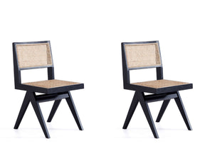 Hamlet Dining Chair in Black and Natural Cane (set of 2) by Manhattan Comfort at Eve Furniture