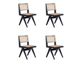 Hamlet Dining Chair in Black and Natural Cane (set of 4) by Manhattan Comfort at Eve Furniture
