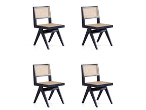 Hamlet Dining Chair in Black and Natural Cane (set of 4) by Manhattan Comfort at Eve Furniture
