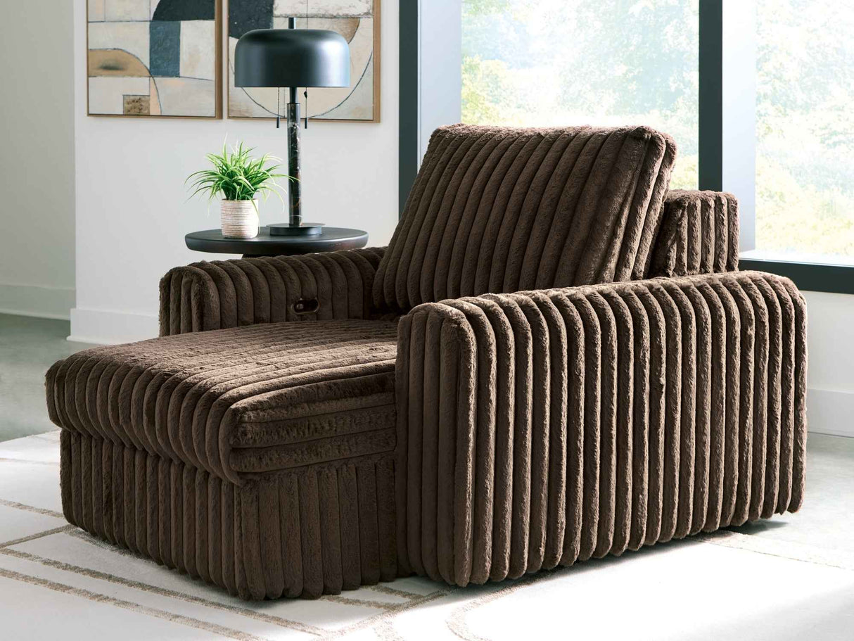 HamlinBay Chocolate Power Gliding Chaise by Ashley at Eve Furniture