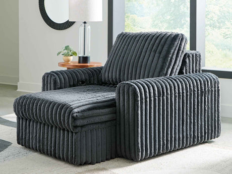 HamlinBay Gunmetal Power Gliding Chaise by Ashley at Eve Furniture