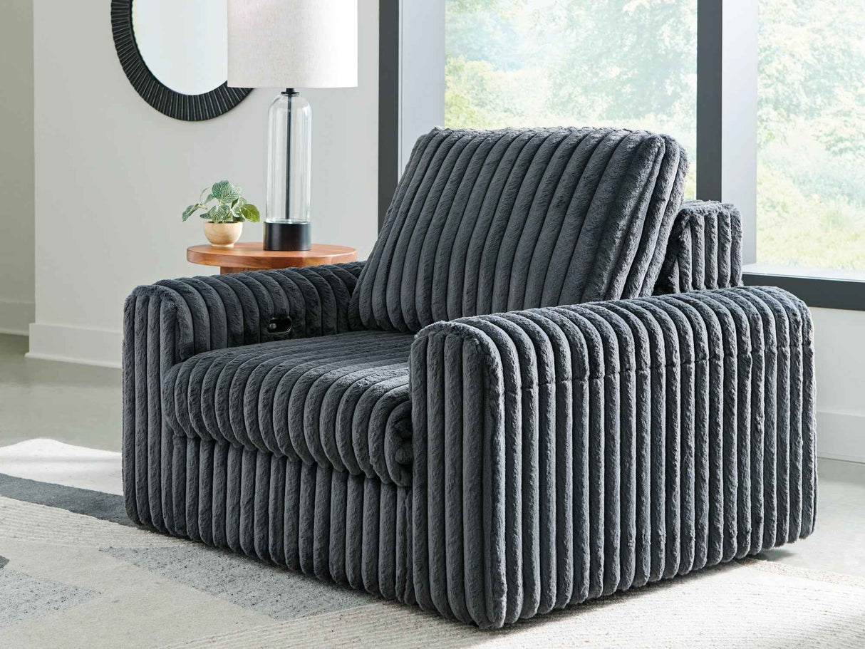HamlinBay Gunmetal Power Gliding Chaise by Ashley at Eve Furniture