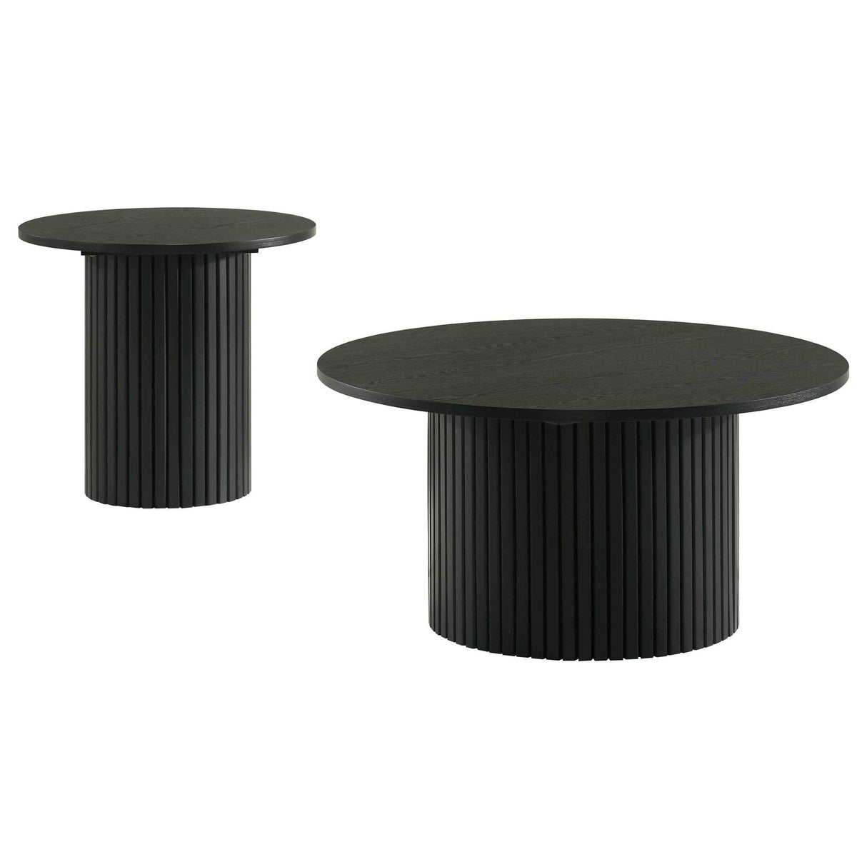 Hamlyn Black 2-piece Round Fluted Coffee and End Table Set by Coaster at Eve Furniture