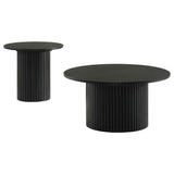 Hamlyn Black 2-piece Round Fluted Coffee and End Table Set by Coaster at Eve Furniture