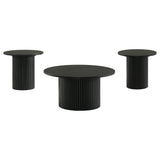 Hamlyn Black 3-piece Round Fluted Coffee and End Table Set by Coaster at Eve Furniture