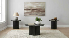 Hamlyn Black 3-piece Round Fluted Coffee and End Table Set by Coaster at Eve Furniture