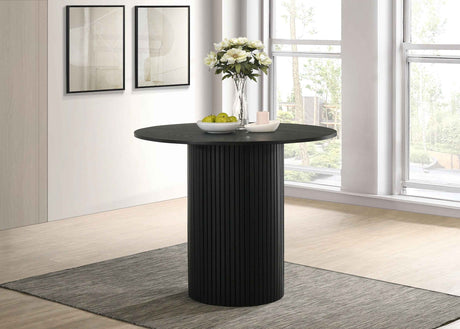 Hamlyn Black 43-inch Round Wood Counter Height Dining Table by Coaster at Eve Furniture